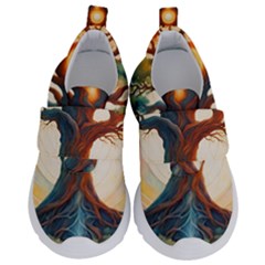 Tree Cosmic Spiritual Meditation Kids  Velcro No Lace Shoes by Apen