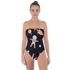 Astronaut Space Rockets Spaceman Tie Back One Piece Swimsuit by Ravend