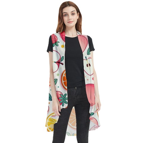 Fruit Sweet Pattern Sleeveless Chiffon Waistcoat Shirt by Ravend