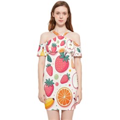 Fruit Sweet Pattern Shoulder Frill Bodycon Summer Dress by Ravend