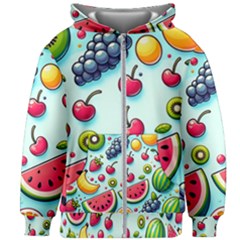 Fruits Sweet Pattern Kids  Zipper Hoodie Without Drawstring by Ravend