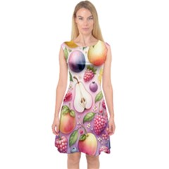 Fruits Apple Strawberry Raspberry Capsleeve Midi Dress by Ravend