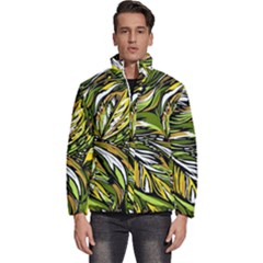 Foliage Pattern Texture Background Men s Puffer Bubble Jacket Coat by Ravend