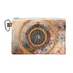 Dreamcatcher, Abstract, Colorful, Colors, Dream, Golden, Vintage Canvas Cosmetic Bag (large) by nateshop