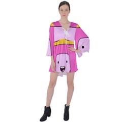 Adventure Time Princess Bubblegum V-neck Flare Sleeve Mini Dress by Sarkoni