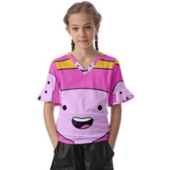 Adventure Time Princess Bubblegum Kids  V-neck Horn Sleeve Blouse by Sarkoni