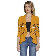 Adventure Time Jake The Dog Women s 3/4 Sleeve Ruffle Edge Open Front Jacket by Sarkoni