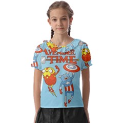 Adventure Time Avengers Age Of Ultron Kids  Frill Chiffon Blouse by Sarkoni