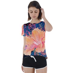 Abstract Art Artistic Bright Colors Contrast Flower Nature Petals Psychedelic Short Sleeve Open Back T-shirt by Sarkoni