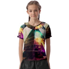 Tropical Forest Jungle Ar Colorful Midjourney Spectrum Trippy Psychedelic Nature Trees Pyramid Kids  Frill Chiffon Blouse by Sarkoni