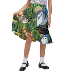 Anime My Neighbor Totoro Jungle Kids  Ruffle Flared Wrap Midi Skirt by Sarkoni