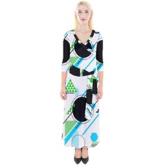 Geometric Shapes Background Quarter Sleeve Wrap Maxi Dress by Bedest