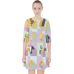 Egypt Icons Set Flat Style Quarter Sleeve Pocket Dress by Bedest