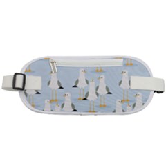 Cute Seagulls Seamless Pattern Light Blue Background Rounded Waist Pouch by Bedest