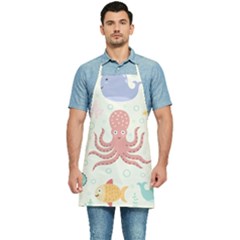 Underwater Seamless Pattern Light Background Funny Kitchen Apron by Bedest