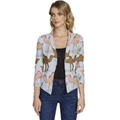 Camels Cactus Desert Pattern Women s Casual 3/4 Sleeve Spring Jacket by Hannah976