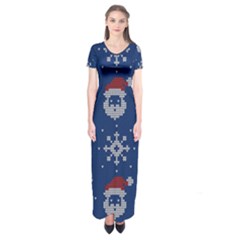 Santa Clauses Wallpaper Short Sleeve Maxi Dress by artworkshop