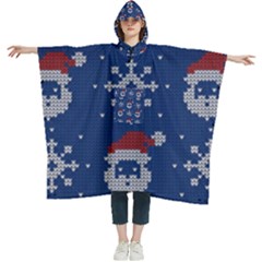 Santa Clauses Wallpaper Women s Hooded Rain Ponchos by artworkshop