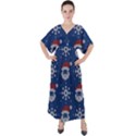 Santa Clauses Wallpaper V-Neck Boho Style Maxi Dress View1