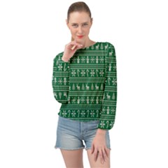 Wallpaper Ugly Sweater Backgrounds Christmas Banded Bottom Chiffon Top by artworkshop