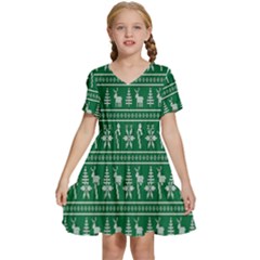 Wallpaper Ugly Sweater Backgrounds Christmas Kids  Short Sleeve Tiered Mini Dress by artworkshop