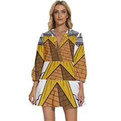 Unidentified Flying Object Ufo Under The Pyramid V-neck Placket Mini Dress by Sarkoni