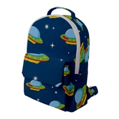 Seamless Pattern Ufo With Star Space Galaxy Background Flap Pocket Backpack (large) by Bedest