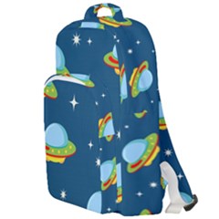 Seamless Pattern Ufo With Star Space Galaxy Background Double Compartment Backpack by Bedest