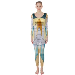 Space Exploration Illustration Long Sleeve Catsuit by Bedest