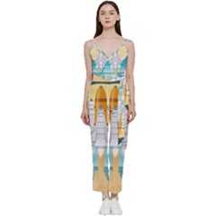 Space Exploration Illustration V-neck Camisole Jumpsuit by Bedest