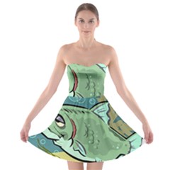 Fish Hook Worm Bait Water Hobby Strapless Bra Top Dress by Sarkoni