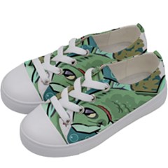 Fish Hook Worm Bait Water Hobby Kids  Low Top Canvas Sneakers by Sarkoni