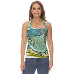 Fish Hook Worm Bait Water Hobby Basic Halter Top by Sarkoni