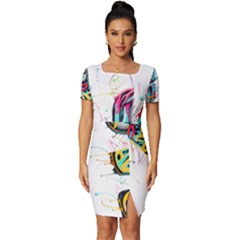 Graffiti Love Fitted Knot Split End Bodycon Dress by essentialimage