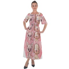 Paw Dog Pet Puppy Canine Cute Shoulder Straps Boho Maxi Dress  by Sarkoni