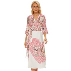 Dog Cat Animal Pet Heart Love Midsummer Wrap Dress by Sarkoni