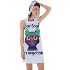 Cute Cat Glasses Christmas Tree Racer Back Hoodie Dress by Sarkoni