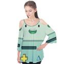 Adventure Time Bmo Beemo Green Flutter Sleeve T-Shirt  View1