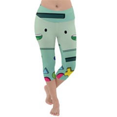 Adventure Time Bmo Beemo Green Lightweight Velour Capri Yoga Leggings by Bedest