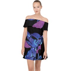 Stitch Love Cartoon Cute Space Off Shoulder Chiffon Dress by Bedest