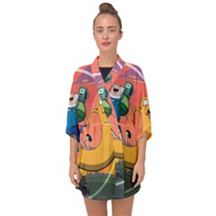 Finn And Jake Adventure Time Bmo Cartoon Half Sleeve Chiffon Kimono by Bedest