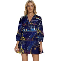 Trippy Kit Rick And Morty Galaxy Pink Floyd V-neck Placket Mini Dress by Bedest