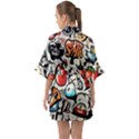 Art Book Gang Crazy Graffiti Supreme Work Half Sleeve Satin Kimono  View2