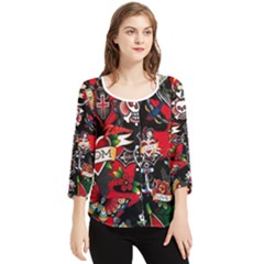 Graffiti Tatoo Skate Art Boom Chiffon Quarter Sleeve Blouse by Bedest