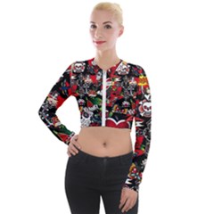 Graffiti Tatoo Skate Art Boom Long Sleeve Cropped Velvet Jacket by Bedest