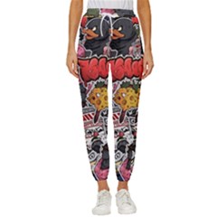 Stickerbomb Crazy Graffiti Graphite Monster Women s Cropped Drawstring Pants by Bedest