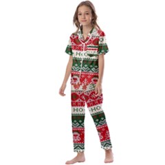 Ugly Sweater Merry Christmas  Kids  Satin Short Sleeve Pajamas Set by artworkshop