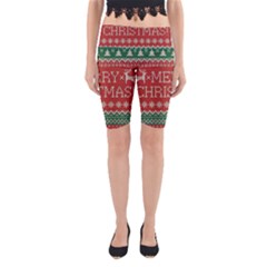 Merry Christmas  Pattern Yoga Cropped Leggings by artworkshop