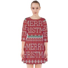 Merry Christmas  Pattern Smock Dress by artworkshop