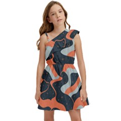 Dessert And Mily Way  pattern  Kids  One Shoulder Party Dress by coffeus